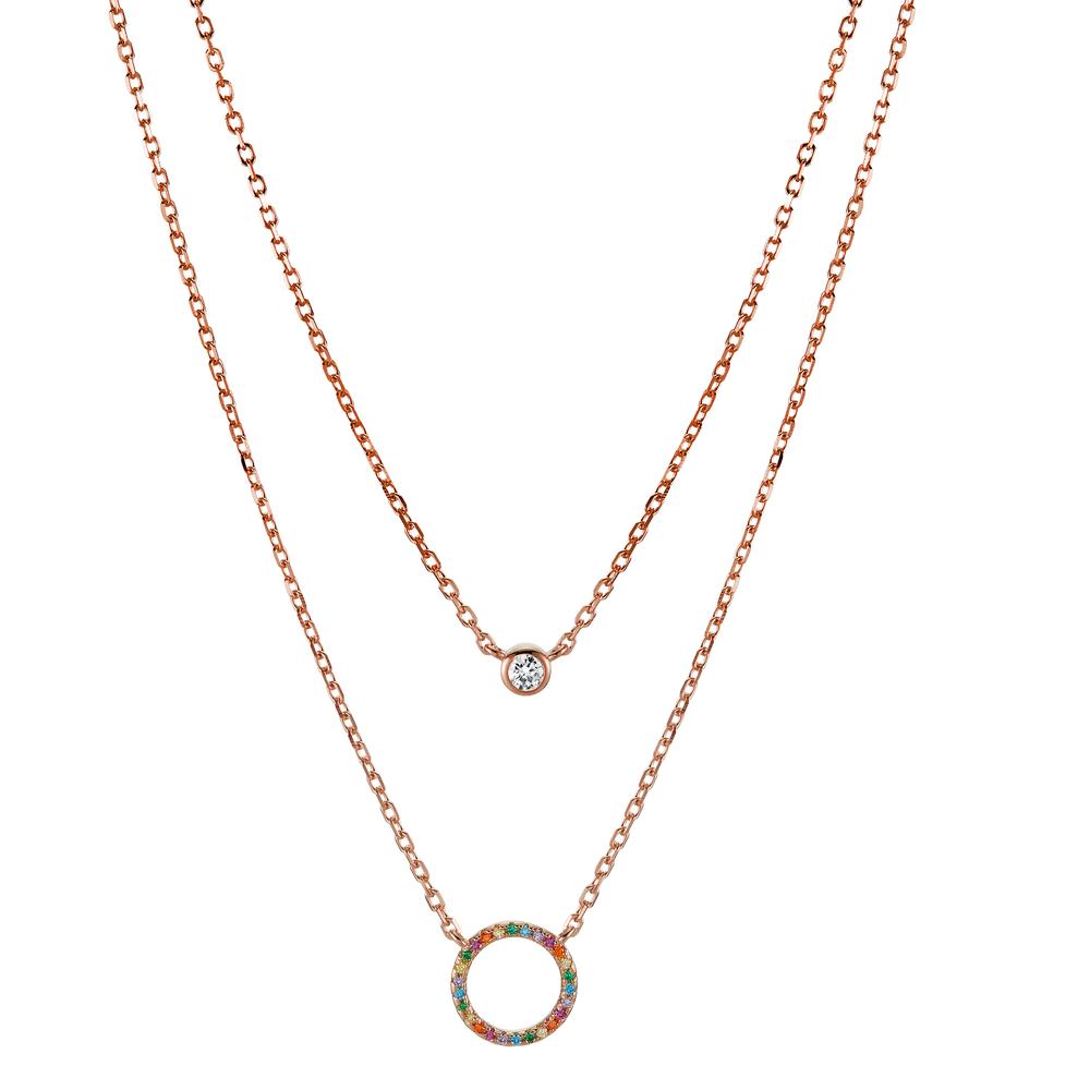 Collier Silber Zirkonia bunt rosé vergoldet verstellbar