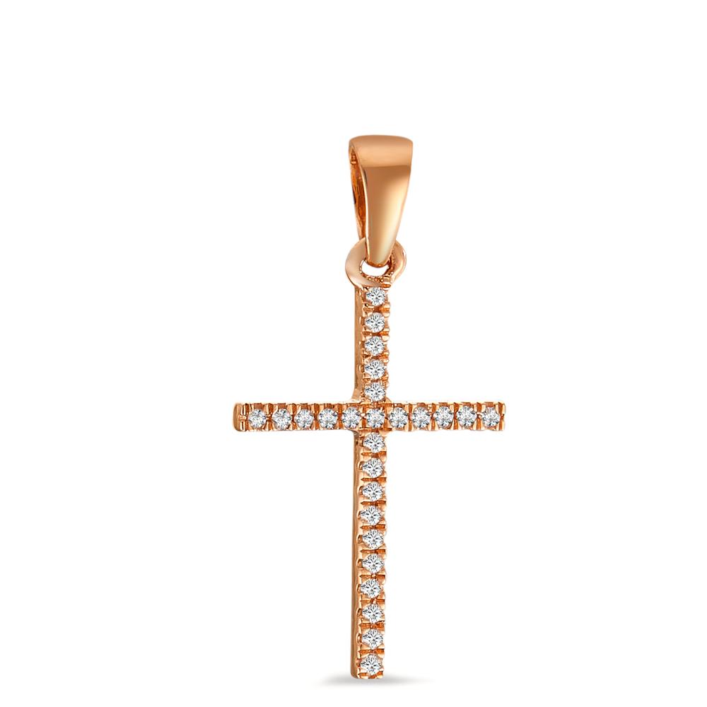 Anhänger 750/18 K Rosegold Diamant 0.05 ct, 25 Steine, w-si Kreuz