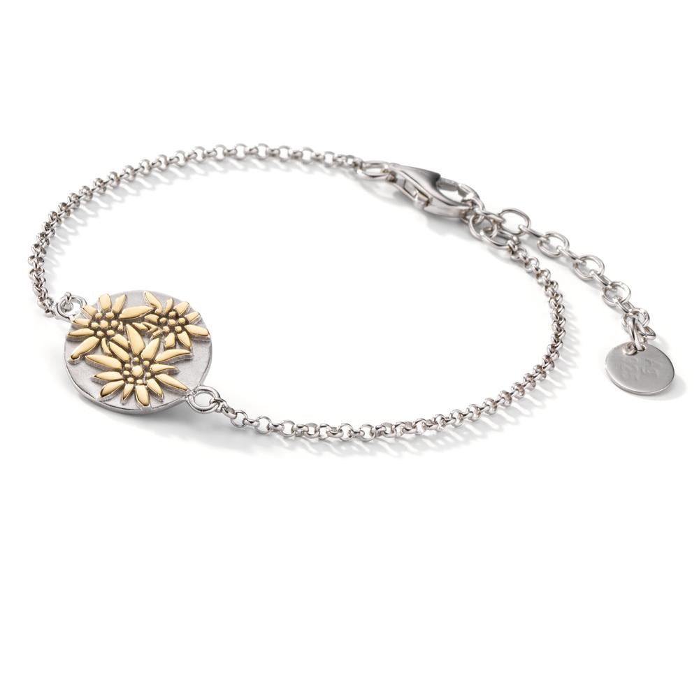 Armband Silber bicolor rhodiniert Edelweiss verstellbar