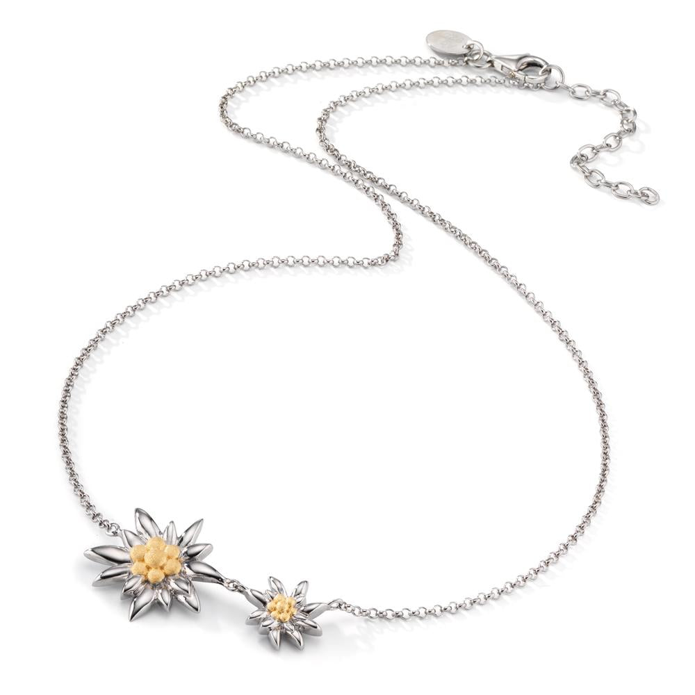 Collier Silber bicolor rhodiniert Edelweiss verstellbar