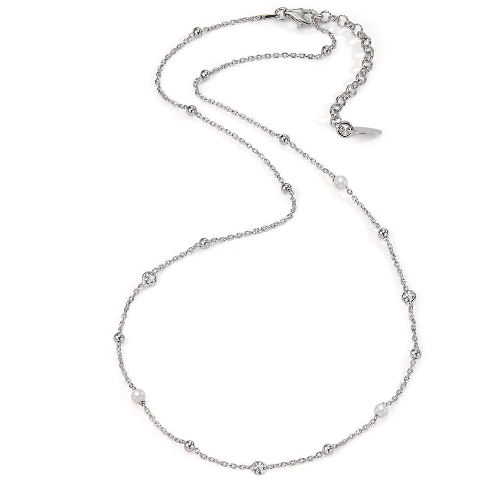 Collier Silber Zirkonia 3 Steine rhodiniert shining Pearls verstellbar