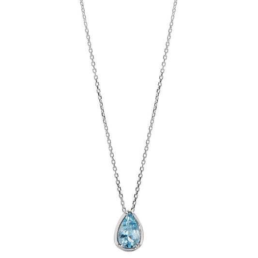 Collier 750/18 K Weissgold Aquamarin 0.40 ct verstellbar