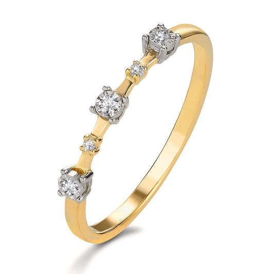 Fingerring 750/18 K Gelbgold Diamant 0.046 ct, 5 Steine, w-si