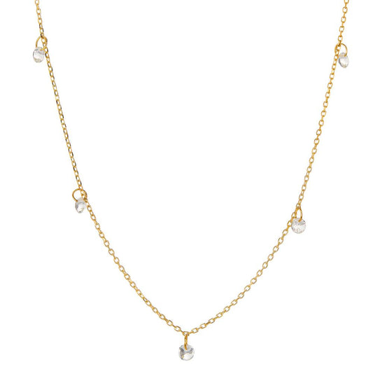 Collier 750/18 K Gelbgold Topas weiss, 5 Steine verstellbar