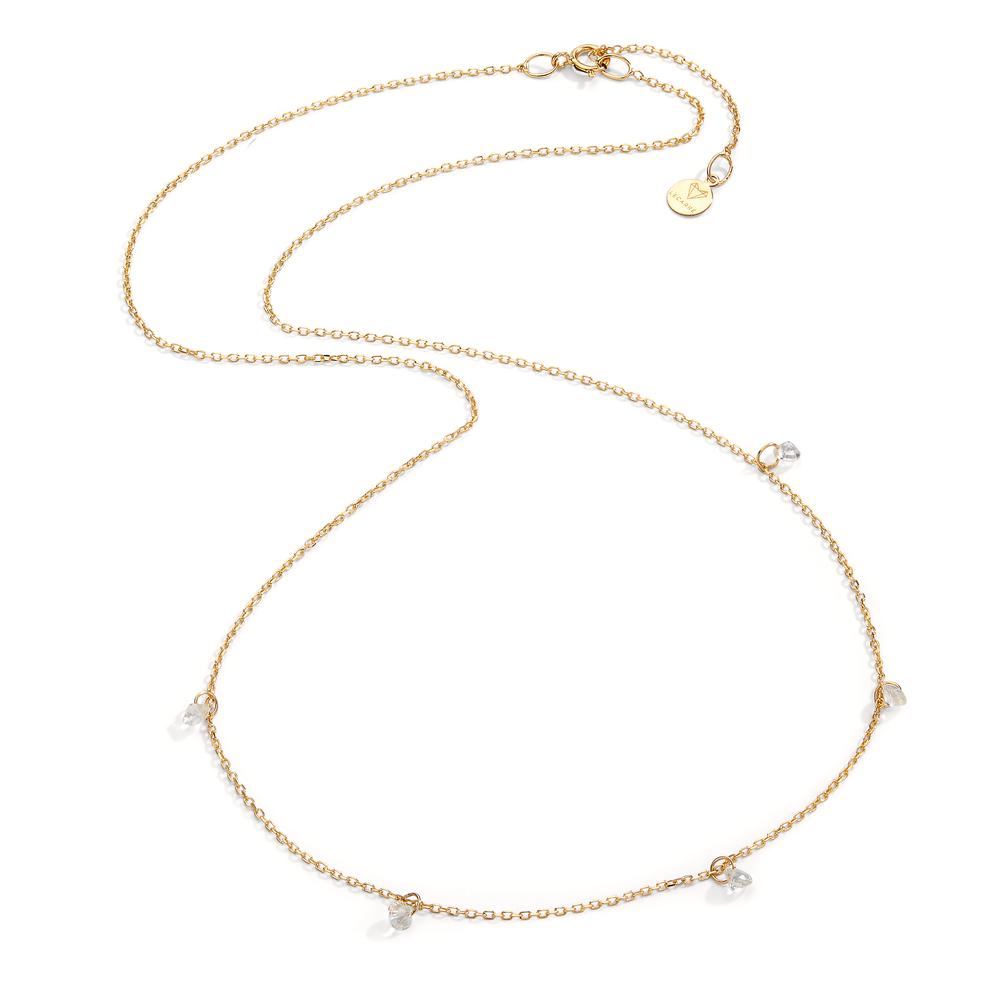 Collier 750/18 K Gelbgold Topas weiss, 5 Steine verstellbar