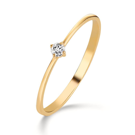 Solitär Ring 750/18 K Gelbgold Diamant 0.05 ct, w-si