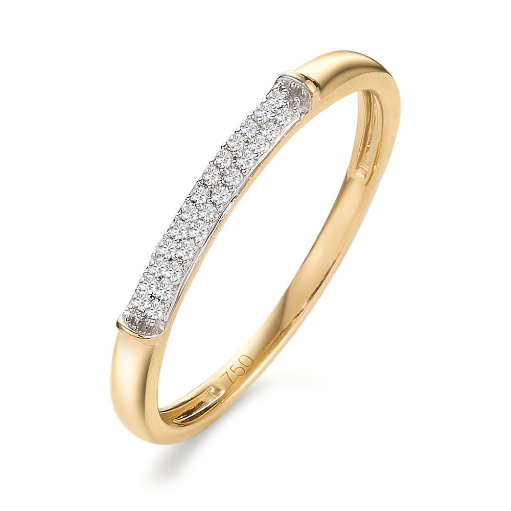 Memory Ring 750/18 K Gelbgold Diamant 0.04 ct, 25 Steine, w-si