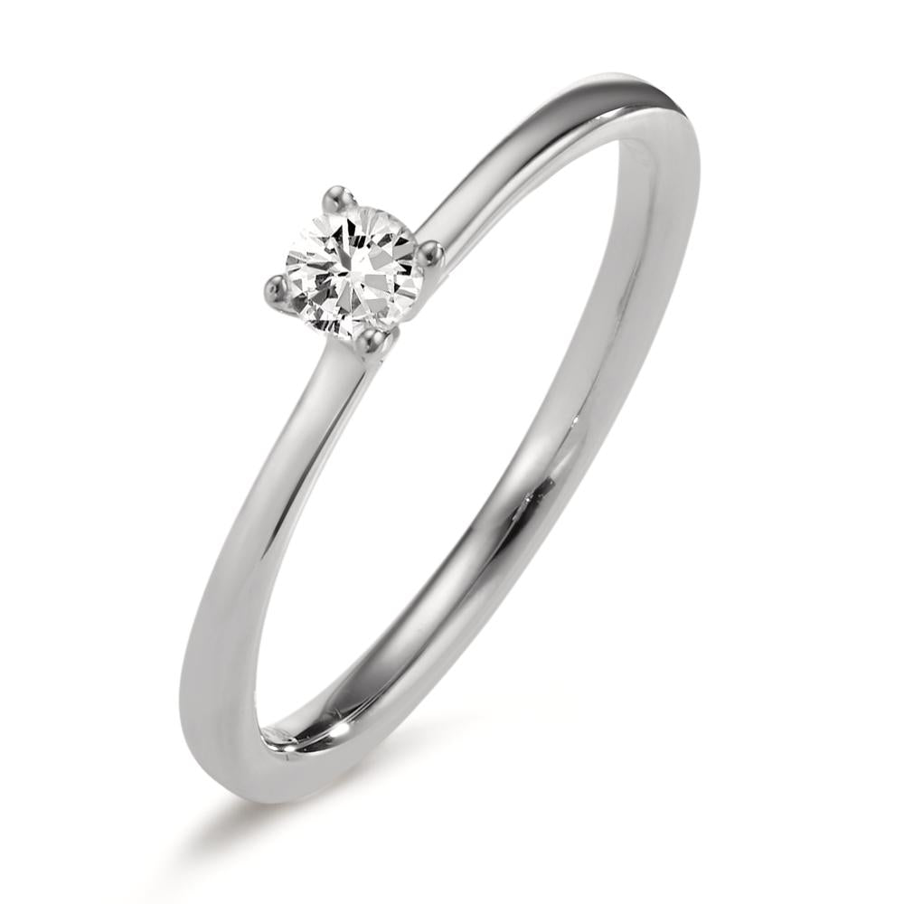 Solitär Ring 750/18 K Weissgold Diamant 0.15 ct, w-si