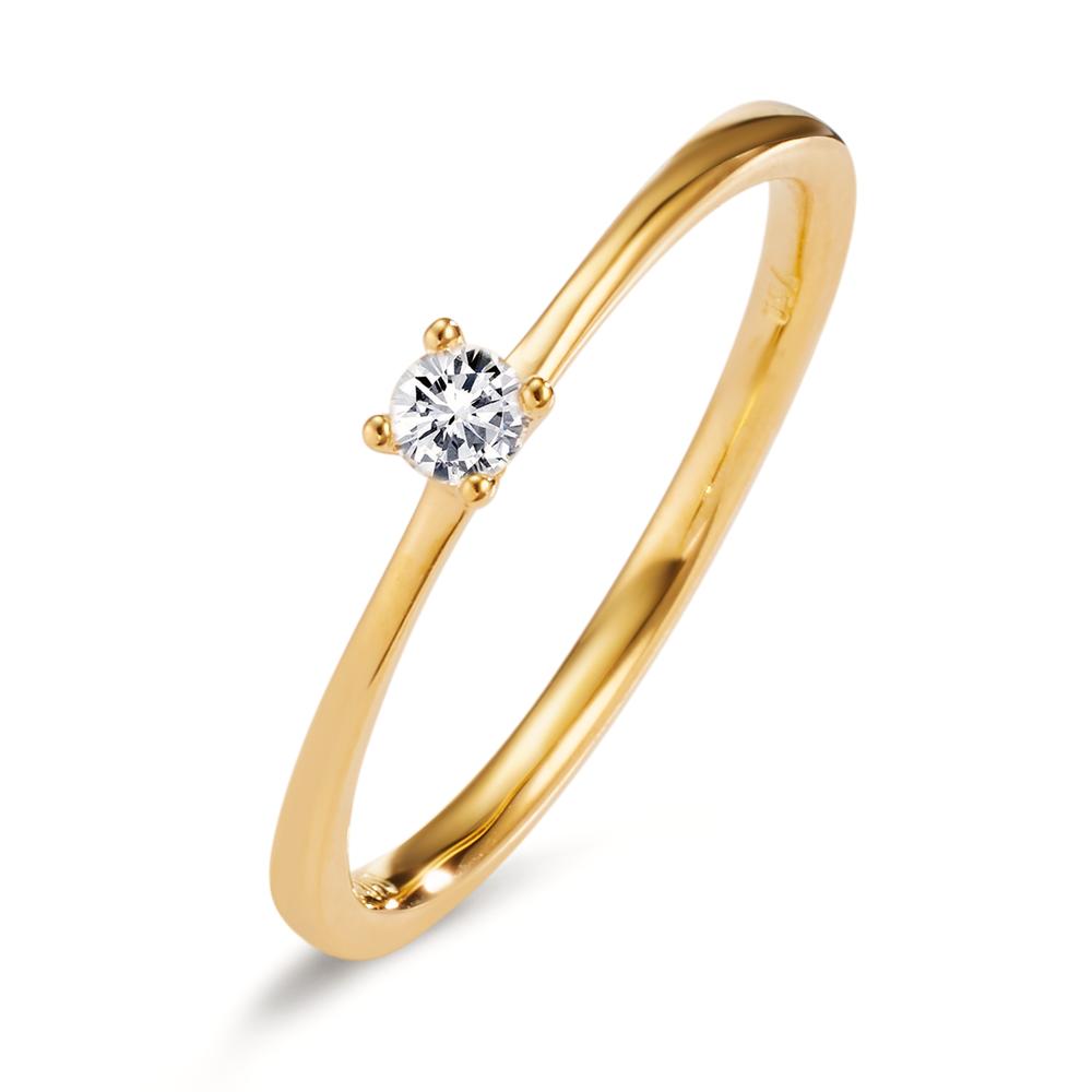 Solitär Ring 750/18 K Gelbgold Diamant 0.10 ct, w-si