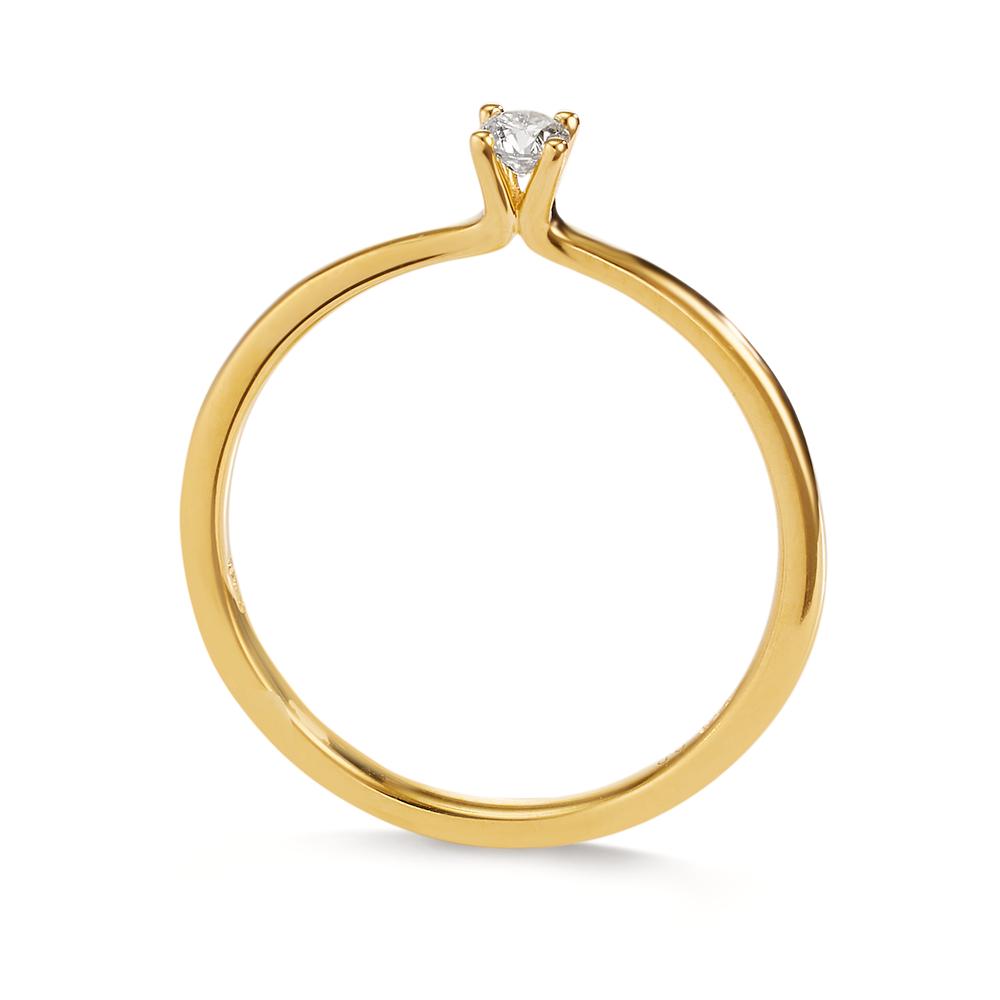 Solitär Ring 750/18 K Gelbgold Diamant 0.10 ct, w-si