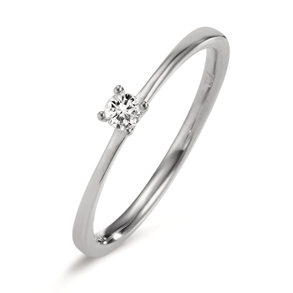 Solitär Ring 750/18 K Weissgold Diamant 0.10 ct, w-si