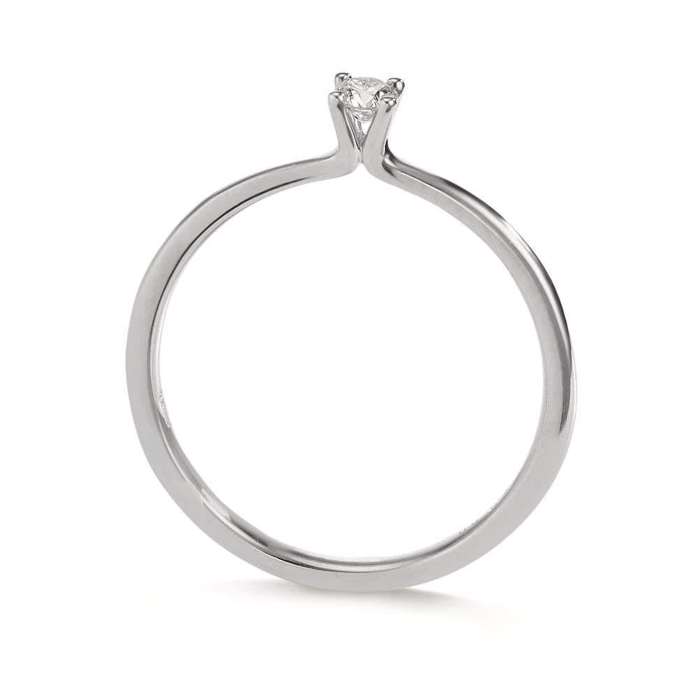 Solitär Ring 750/18 K Weissgold Diamant 0.10 ct, w-si