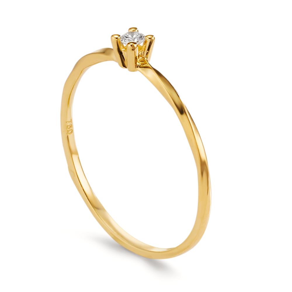 Solitär Ring 750/18 K Gelbgold Diamant 0.04 ct, w-si