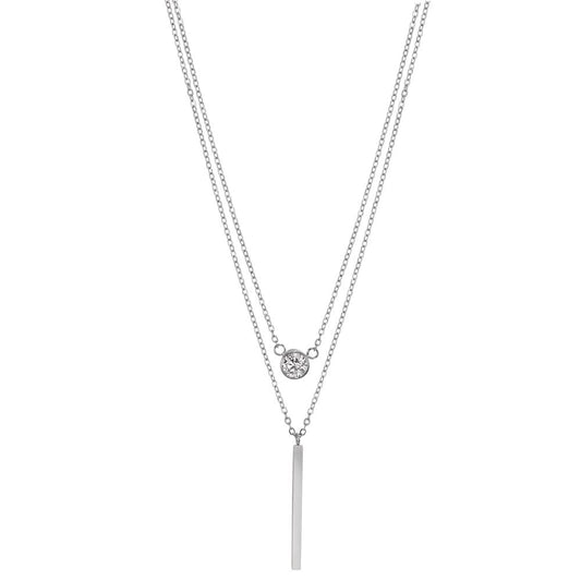 Collier Edelstahl Zirkonia verstellbar