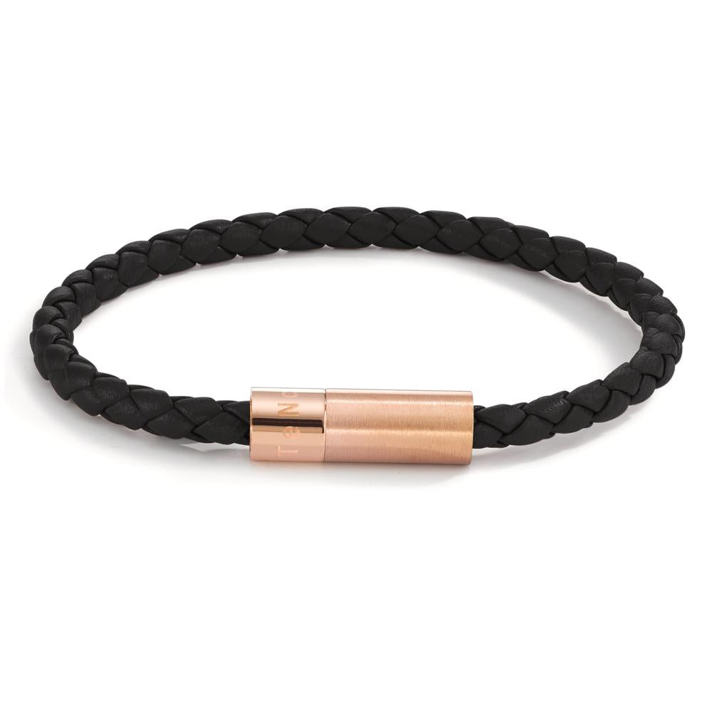 Armband Leder, Edelstahl rosé IP beschichtet