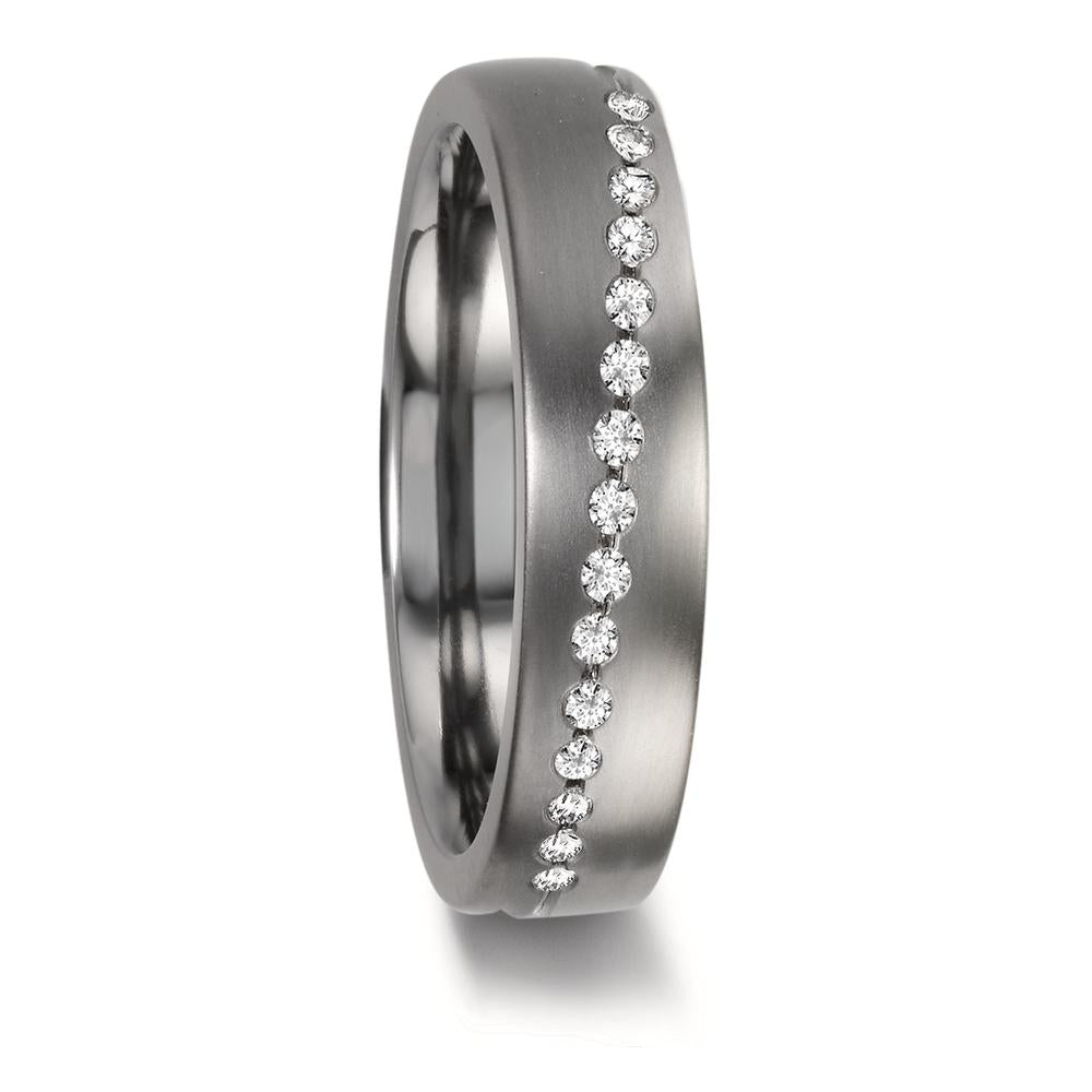 Partnerring 999 Tantal, 950 Platin Diamant 0.15 ct, 15 Steine, w-si