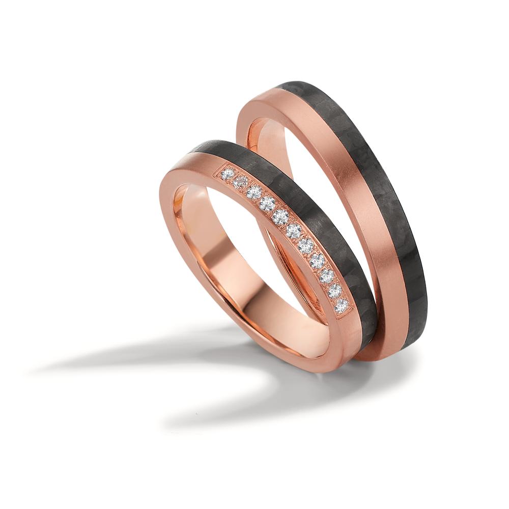 Partnerring 750/18 K Rotgold, Carbon