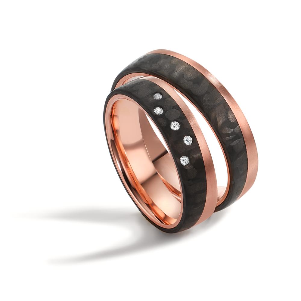 Partnerring 750/18 K Rotgold, Carbon