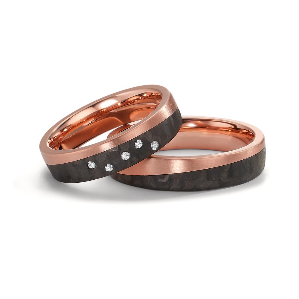 Partnerring 750/18 K Rotgold, Carbon