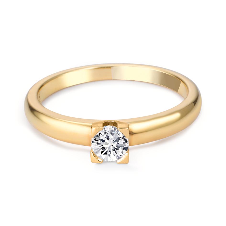 Solitär Ring 750/18 K Gelbgold Diamant 0.30 ct, w-si