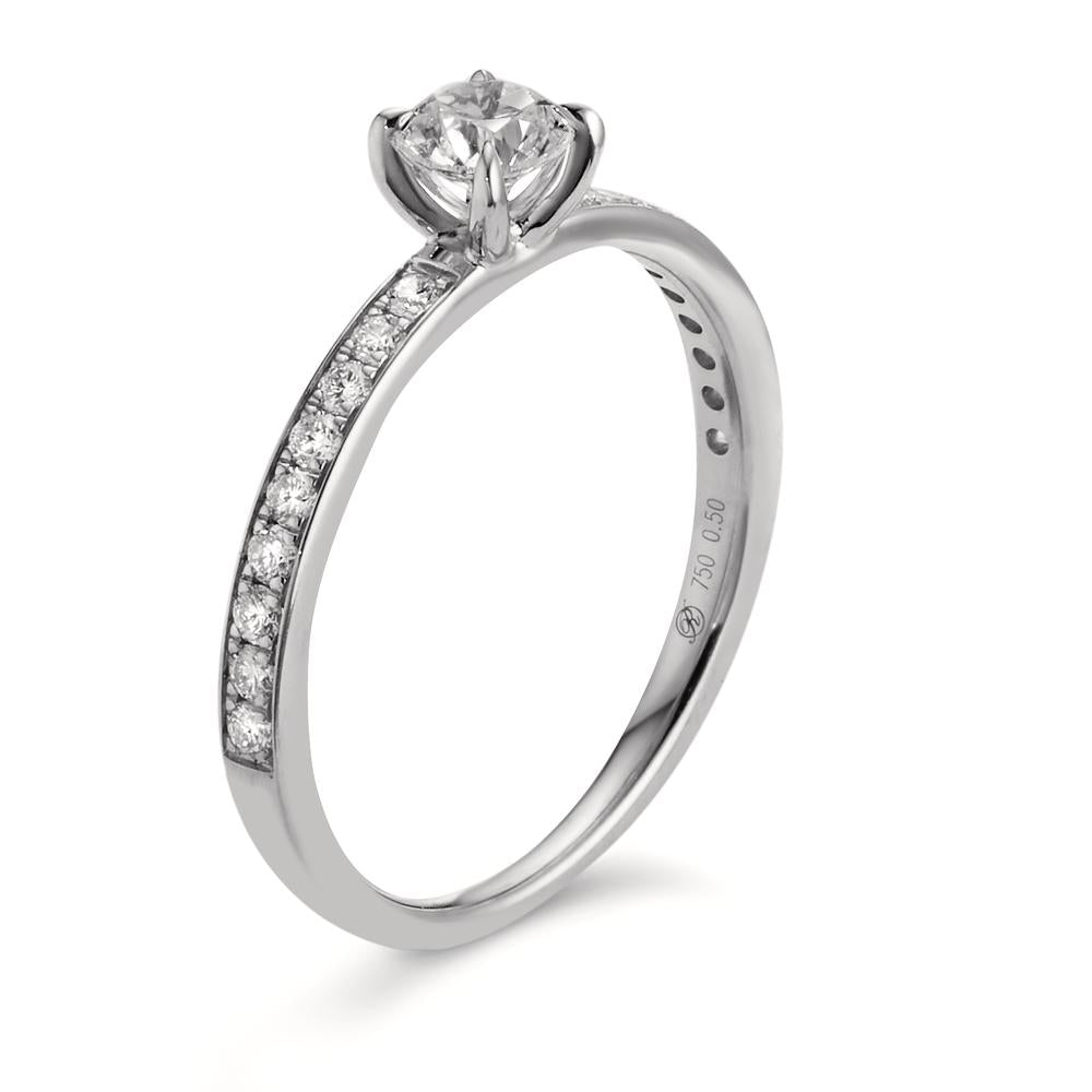 Solitär Ring 950 Platin Diamant 0.50 ct, 19 Steine, w-si