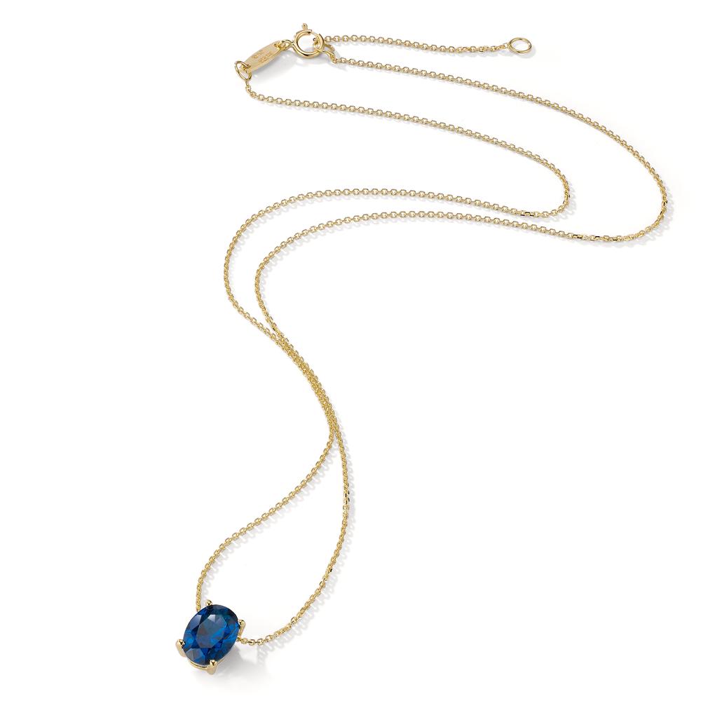 Collier 585/14 K Gelbgold Zirkonia blau verstellbar