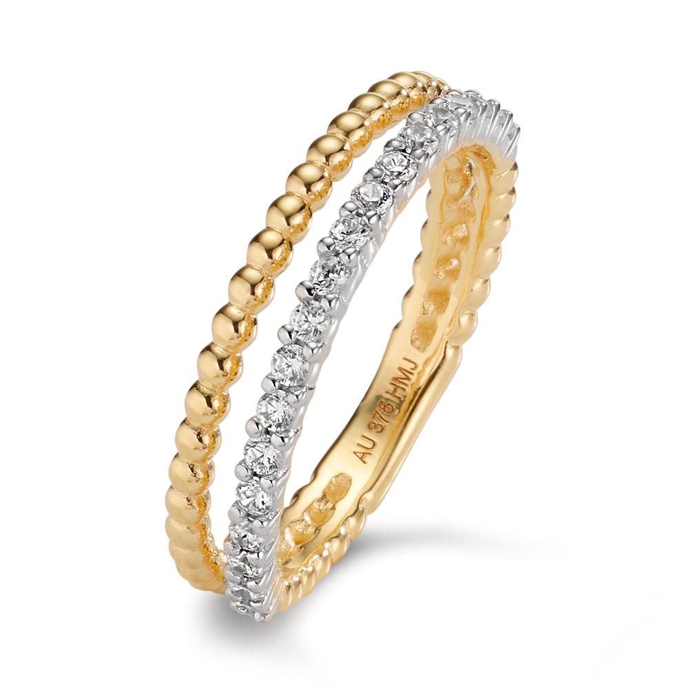 Fingerring 375/9 K Gelbgold Zirkonia 19 Steine