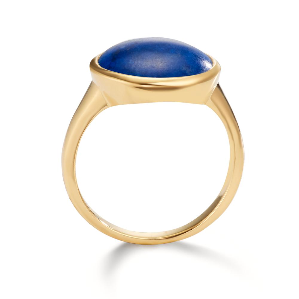 Fingerring Silber Lapislazuli gelb vergoldet