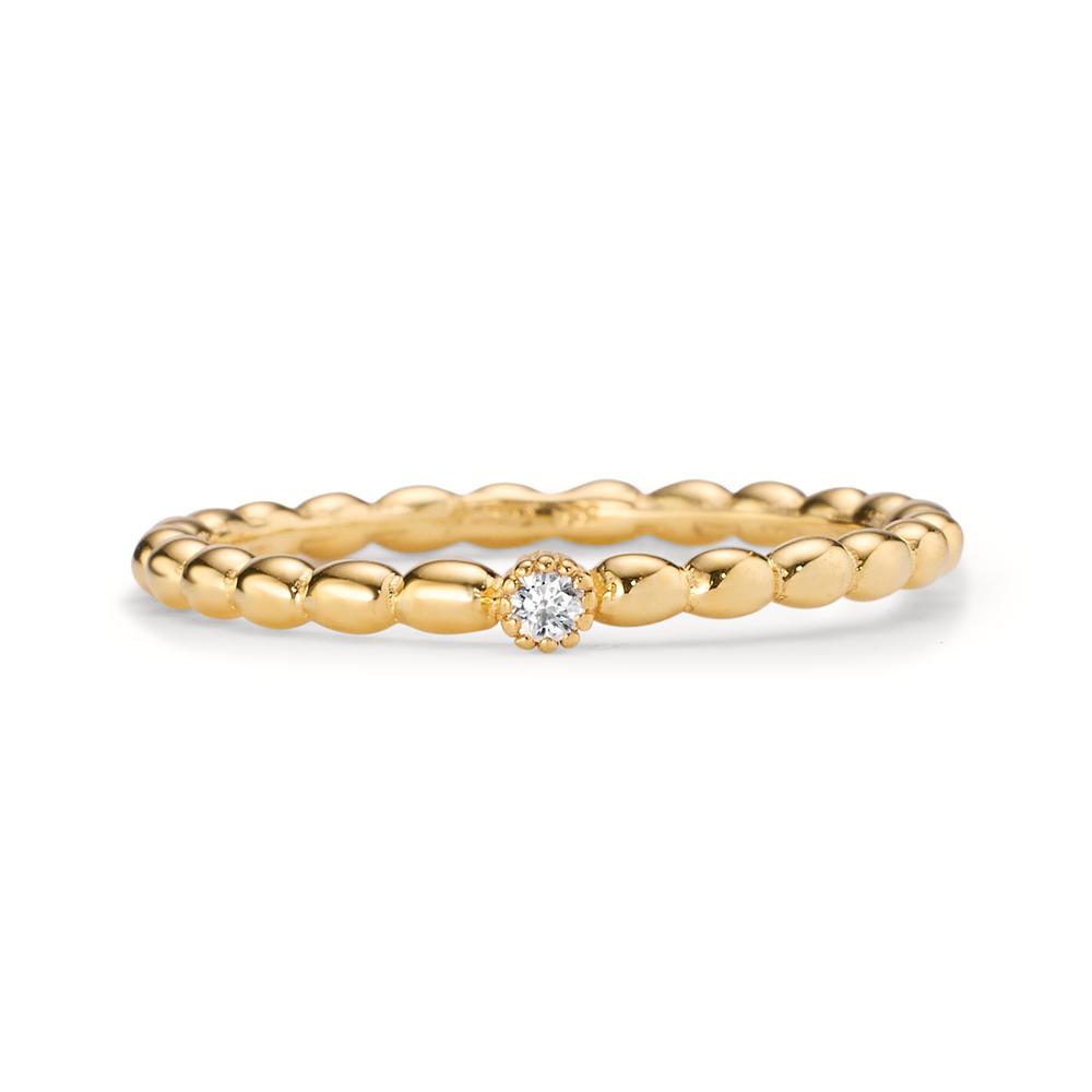 Solitär Ring 585/14 K Gelbgold Diamant 0.025 ct, w-si