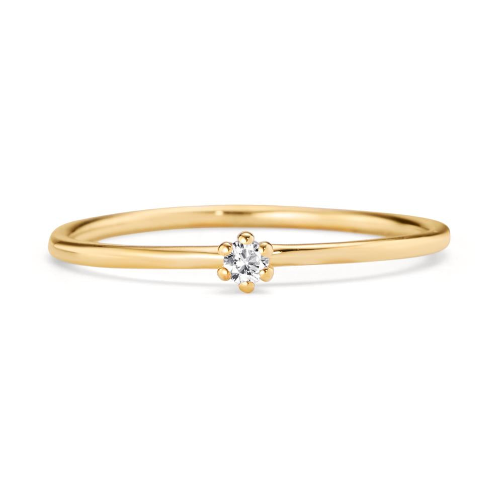 Solitär Ring 585/14 K Gelbgold Diamant 0.034 ct, w-si