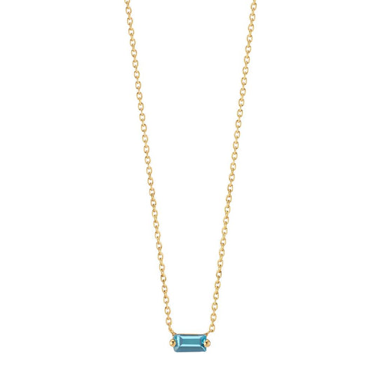 Collier 585/14 K Gelbgold Topas blau, 0.15 ct verstellbar