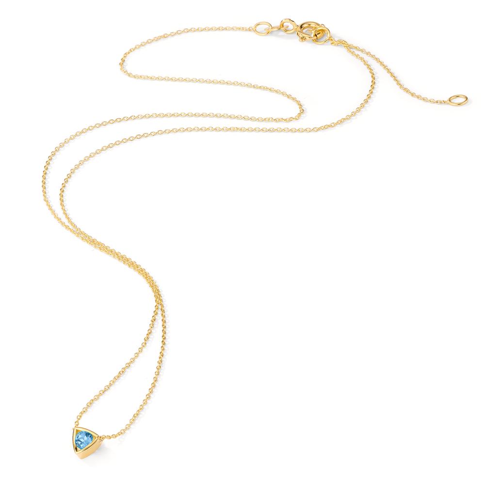 Collier 585/14 K Gelbgold Topas blau, 0.14 ct verstellbar