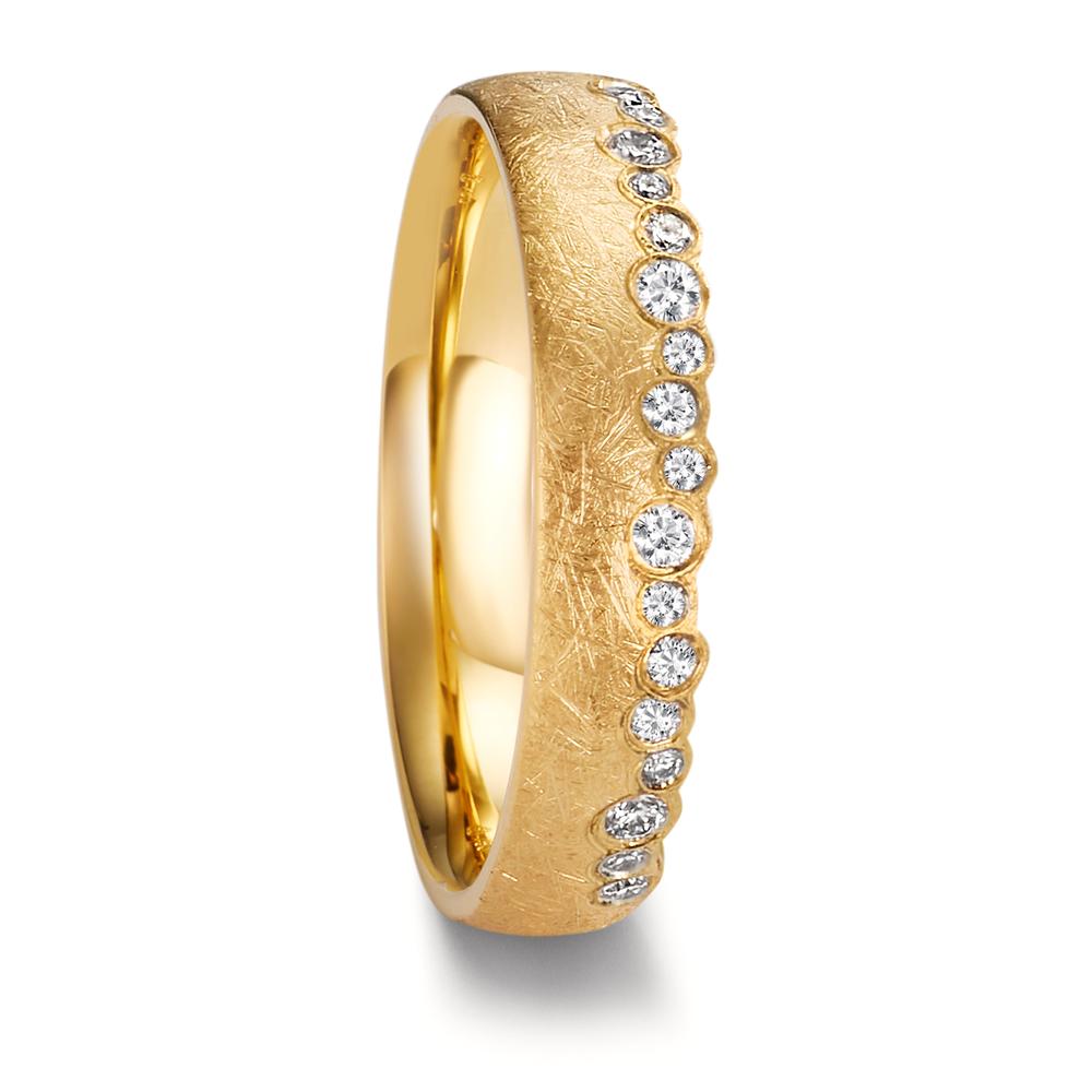 Partnerring 750/18 K Gelbgold Diamant 0.16 ct, 19 Steine, w-si