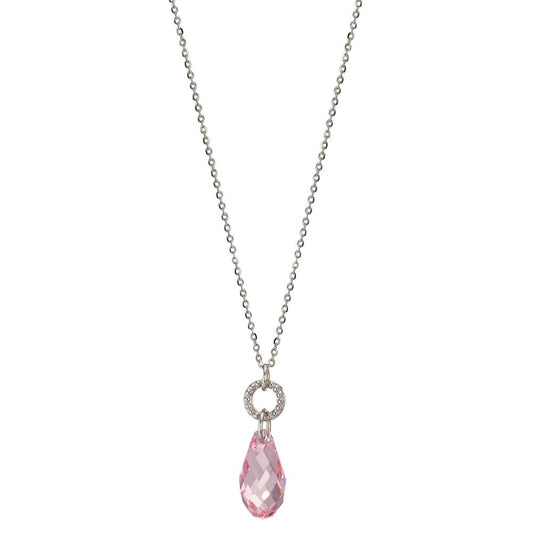 Collier Edelstahl Zirkonia rosa verstellbar