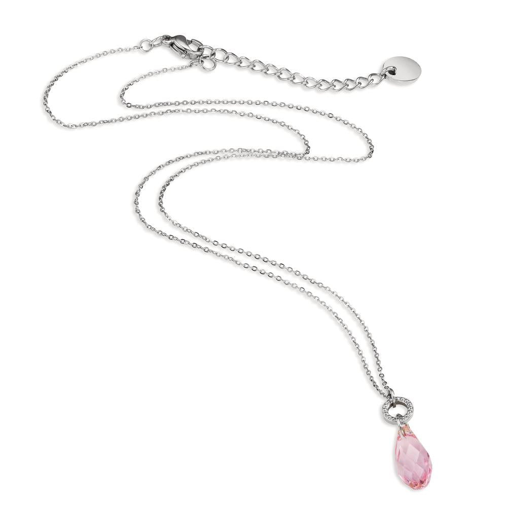 Collier Edelstahl Zirkonia rosa verstellbar