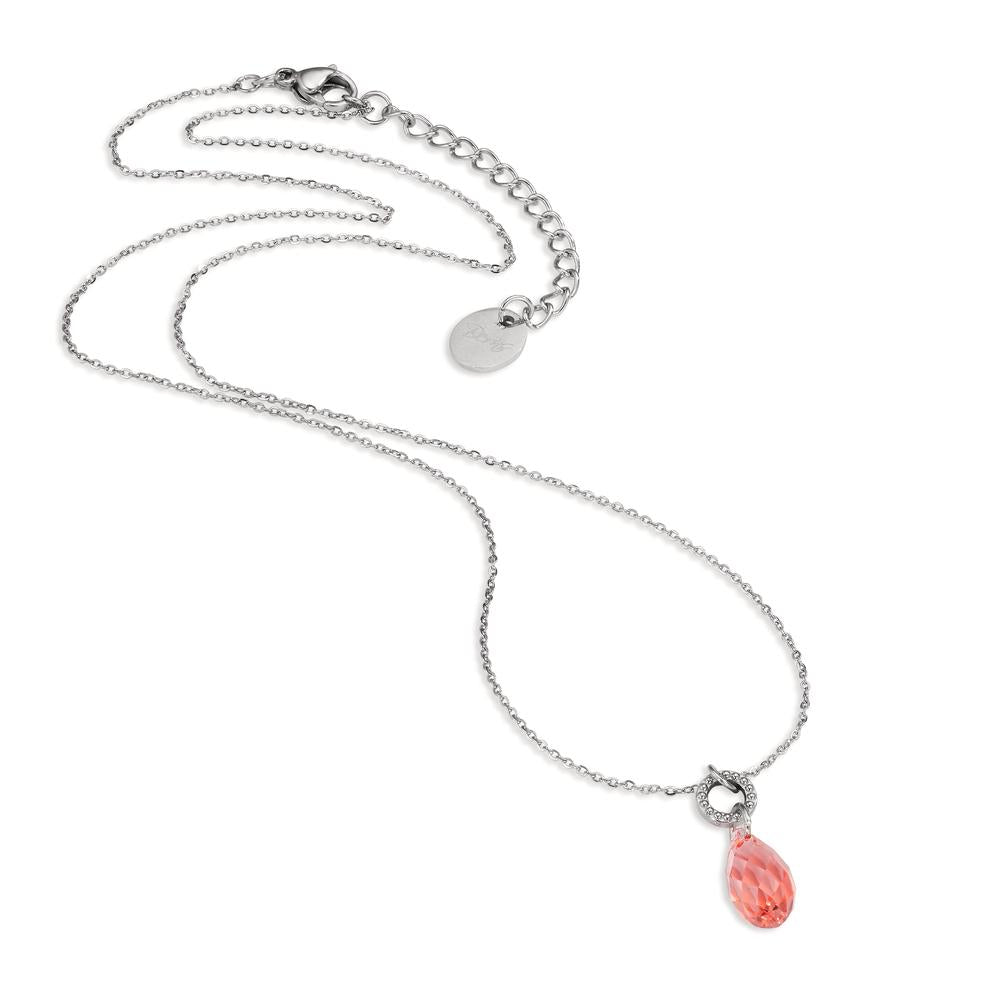 Collier Edelstahl Zirkonia apricot verstellbar