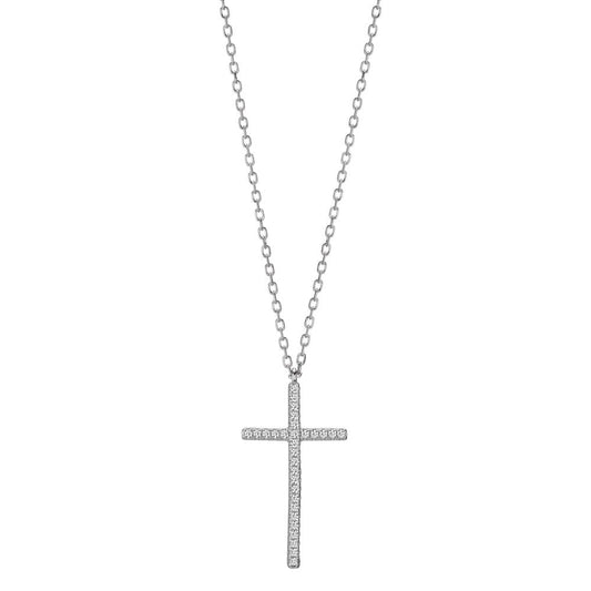 Collier Silber rhodiniert Kreuz verstellbar