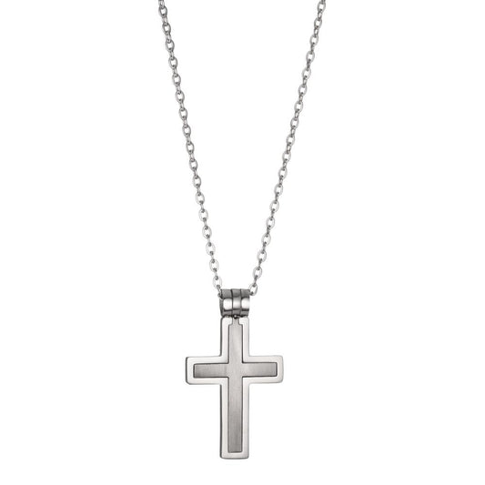 Collier Edelstahl Kreuz verstellbar