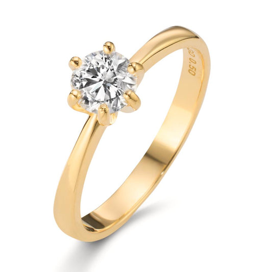 Solitär Ring 750/18 K Gelbgold Diamant Lab Grown 0.50 ct, w-si