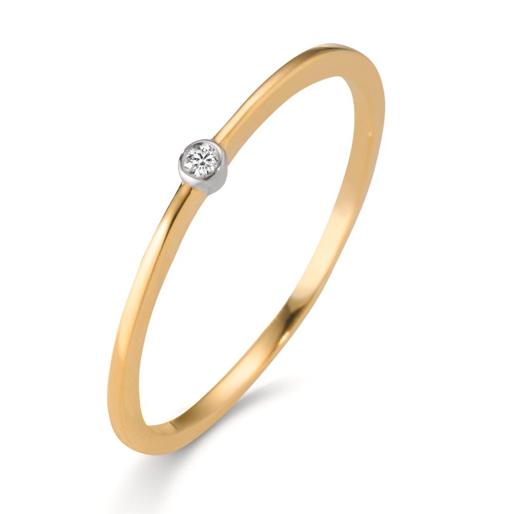 Beisteckring 750/18 K Gelbgold Diamant Lab Grown 0.01 ct, w-si bicolor