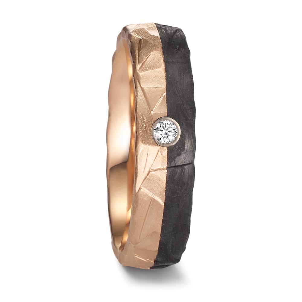 Partnerring 585/14 K Rosegold, Carbon Diamant 0.03 ct, w-si