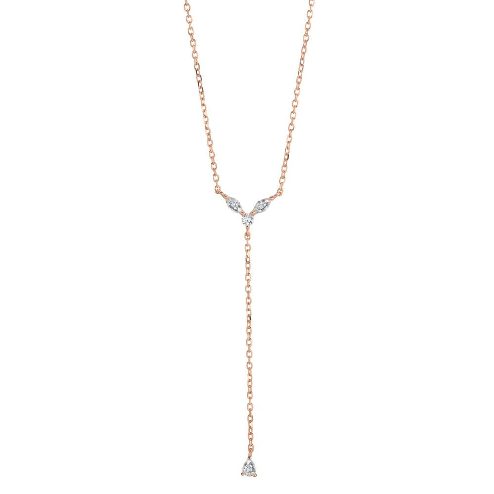 Y-Collier Silber Zirkonia 4 Steine rosé vergoldet verstellbar