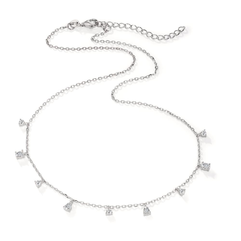 Collier Silber Zirkonia 9 Steine rhodiniert verstellbar