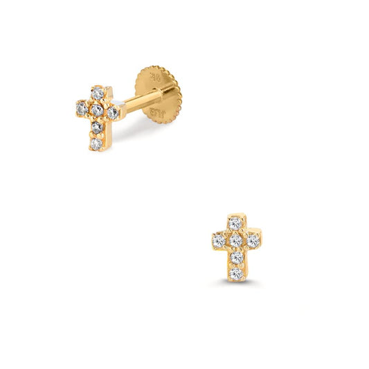 Piercing 375/9 K Gelbgold Zirkonia 6 Steine Kreuz