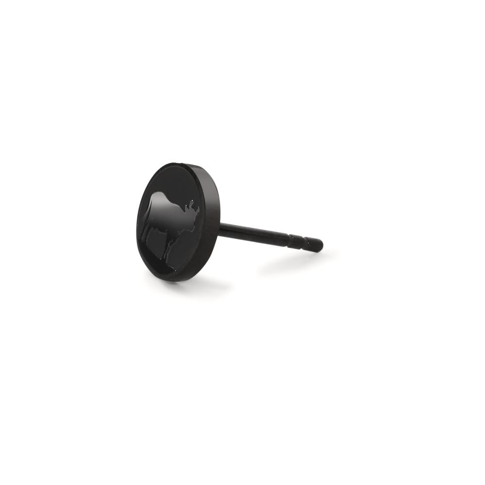 Ohrstecker 1 Stk Edelstahl schwarz IP beschichtet Kuh Ø8 mm