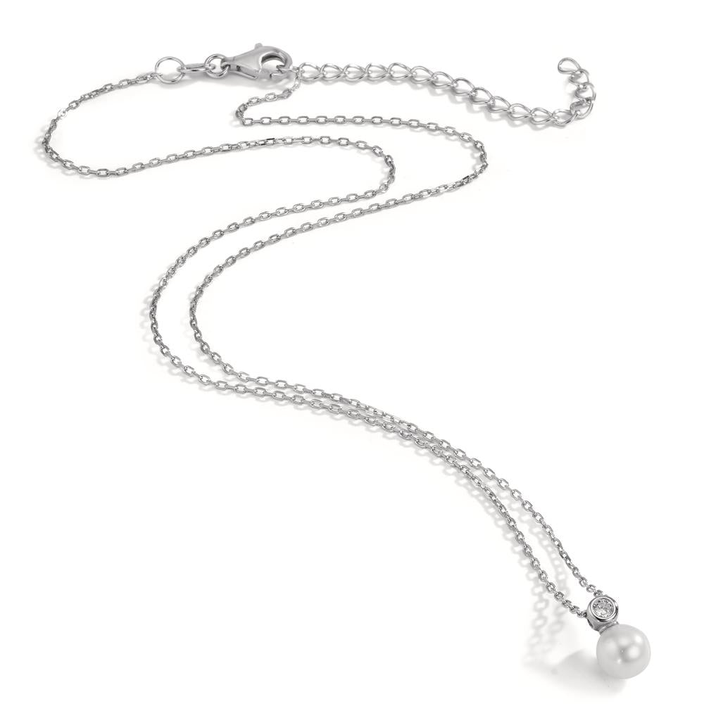 Collier Silber Zirkonia rhodiniert shining Pearls verstellbar