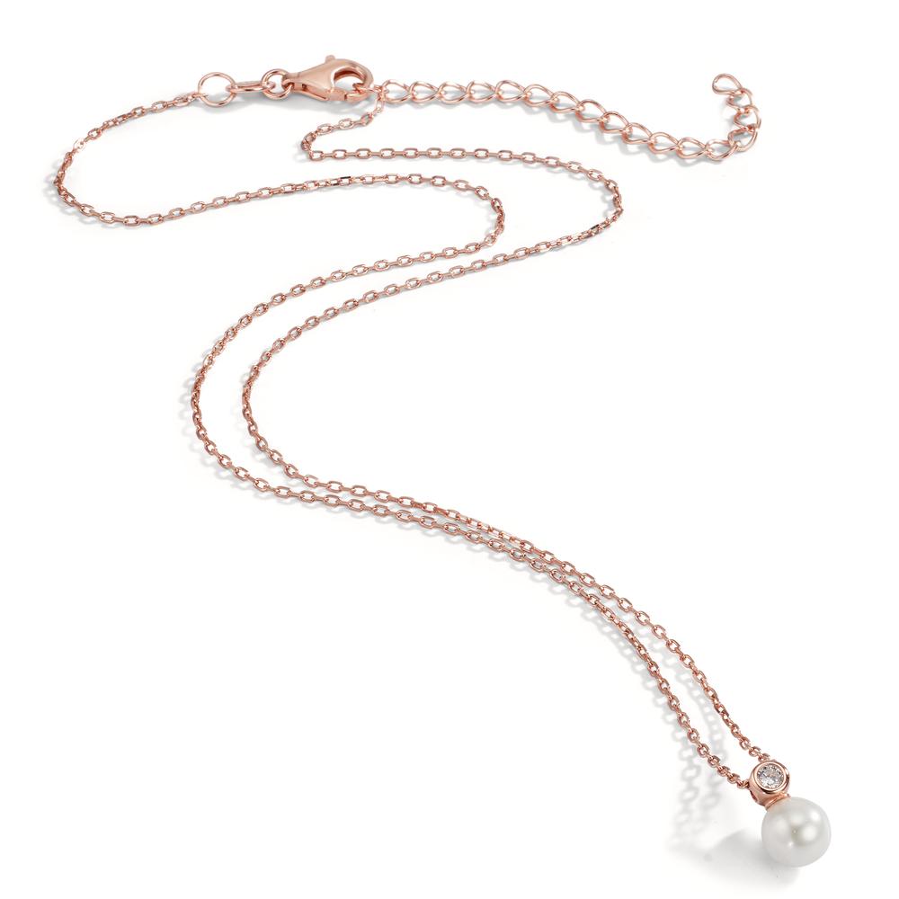 Collier Silber Zirkonia rosé vergoldet shining Pearls verstellbar