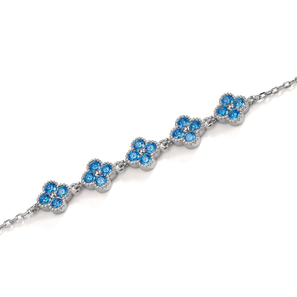 Armband Silber Zirkonia hellblau, 20 Steine rhodiniert Blume verstellbar