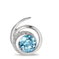 Anhänger 750/18 K Weissgold Topas blau, Diamant 0.035 ct, 6 Steine, Brillantschliff, w-si