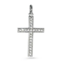 Anhänger 750/18 K Weissgold Diamant 0.16 ct, 22 Steine, w-si Kreuz-570726